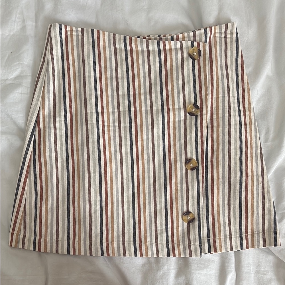 Striped Button-Front Skirt small